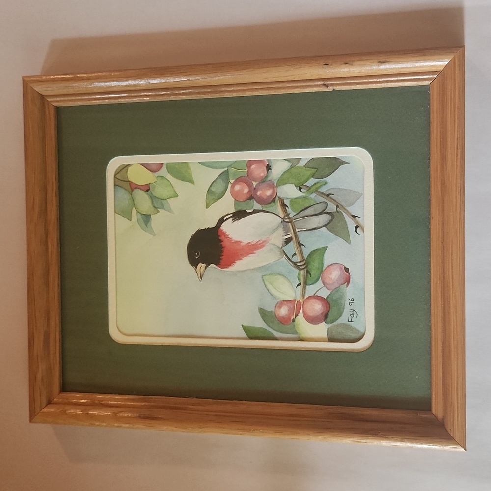 Original Grosbeak Painting - Bird Wall Decor